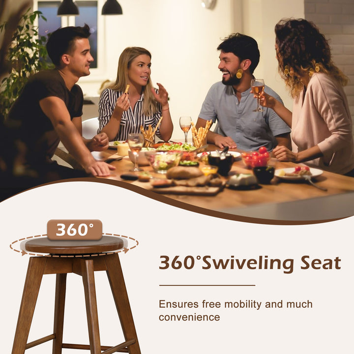 360° Swivel Counter Height Bar Chairs with Rubber Wood Frame - TidySpaces