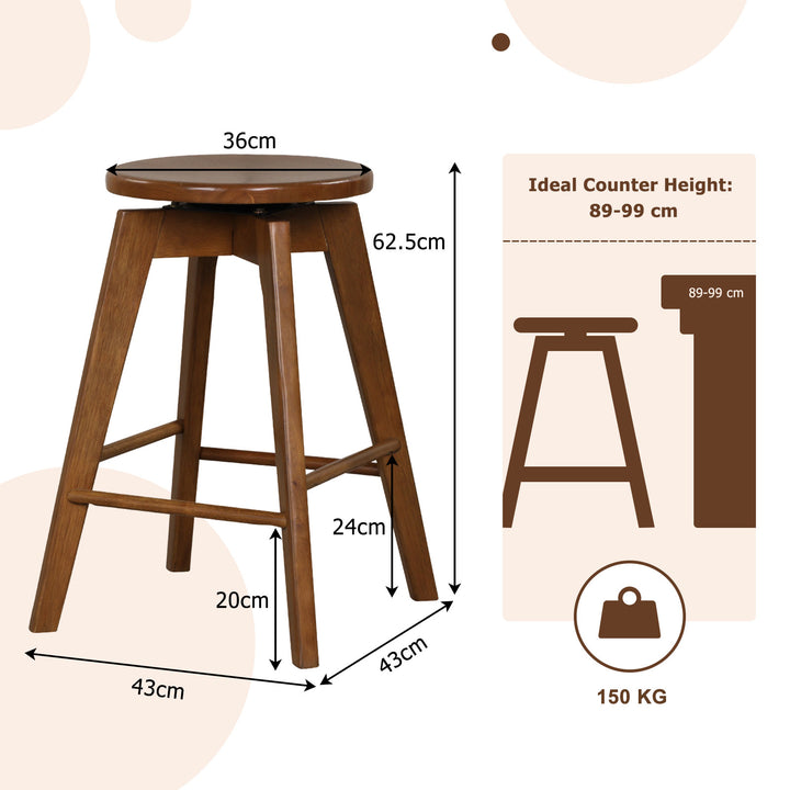 360° Swivel Counter Height Bar Chairs with Rubber Wood Frame - TidySpaces