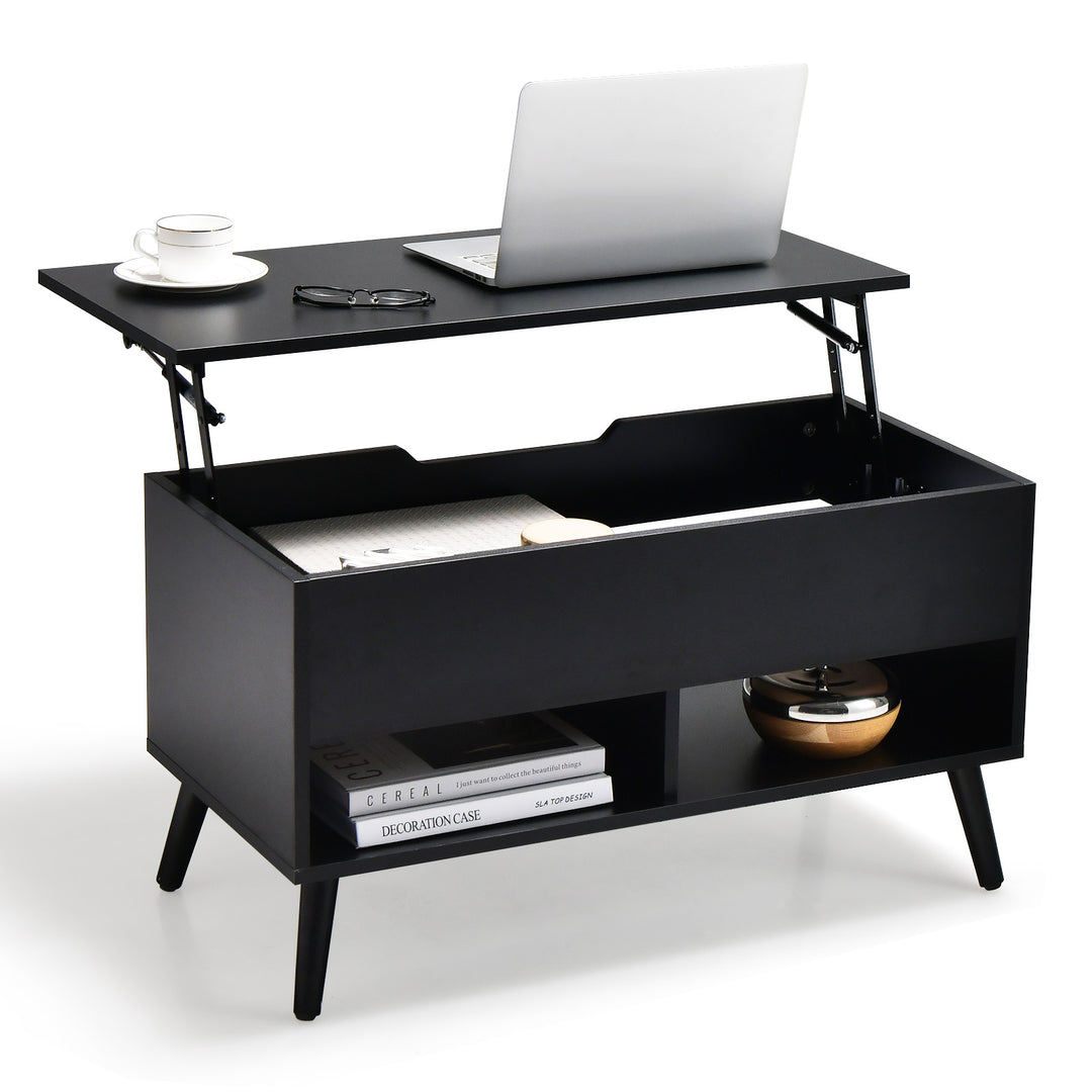 Lift Up Top Coffee Table with Hidden Storage Compartment and Open Shelf - TidySpaces