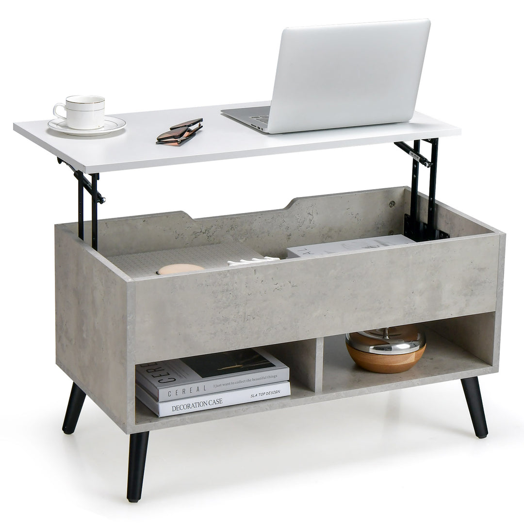 Lift Up Top Coffee Table with Hidden Storage Compartment and Open Shelf - TidySpaces