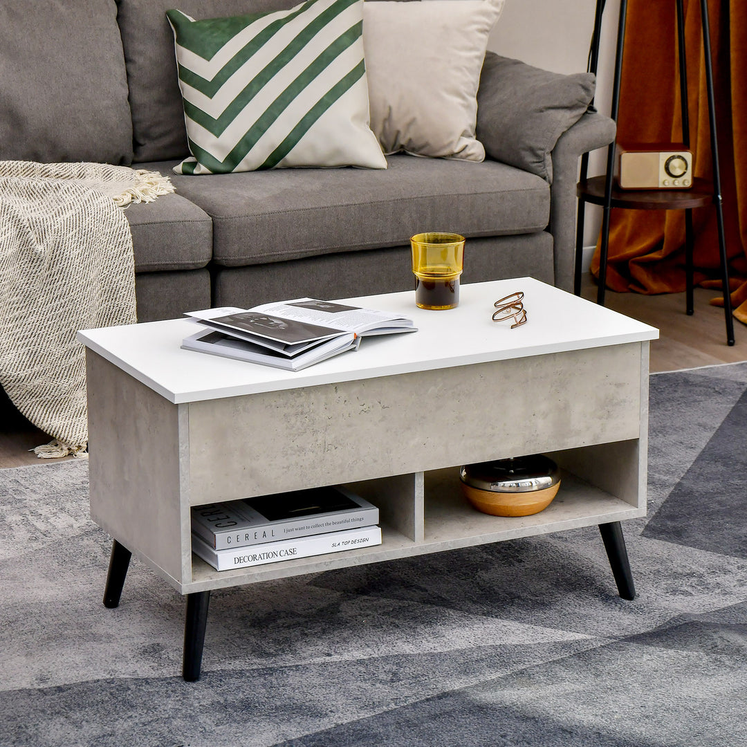 Lift Up Top Coffee Table with Hidden Storage Compartment and Open Shelf - TidySpaces