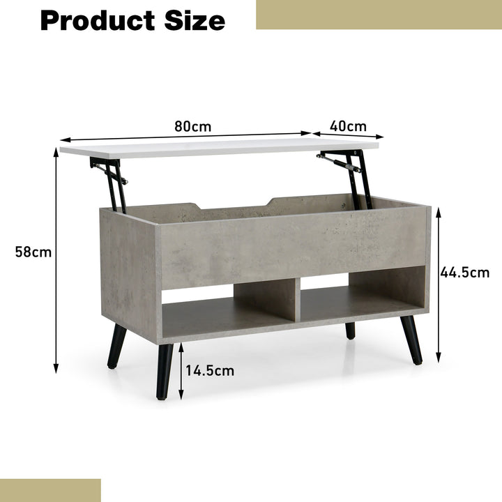 Lift Up Top Coffee Table with Hidden Storage Compartment and Open Shelf - TidySpaces