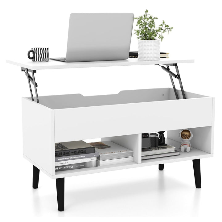 Lift Up Top Coffee Table with Hidden Storage Compartment and Open Shelf - TidySpaces