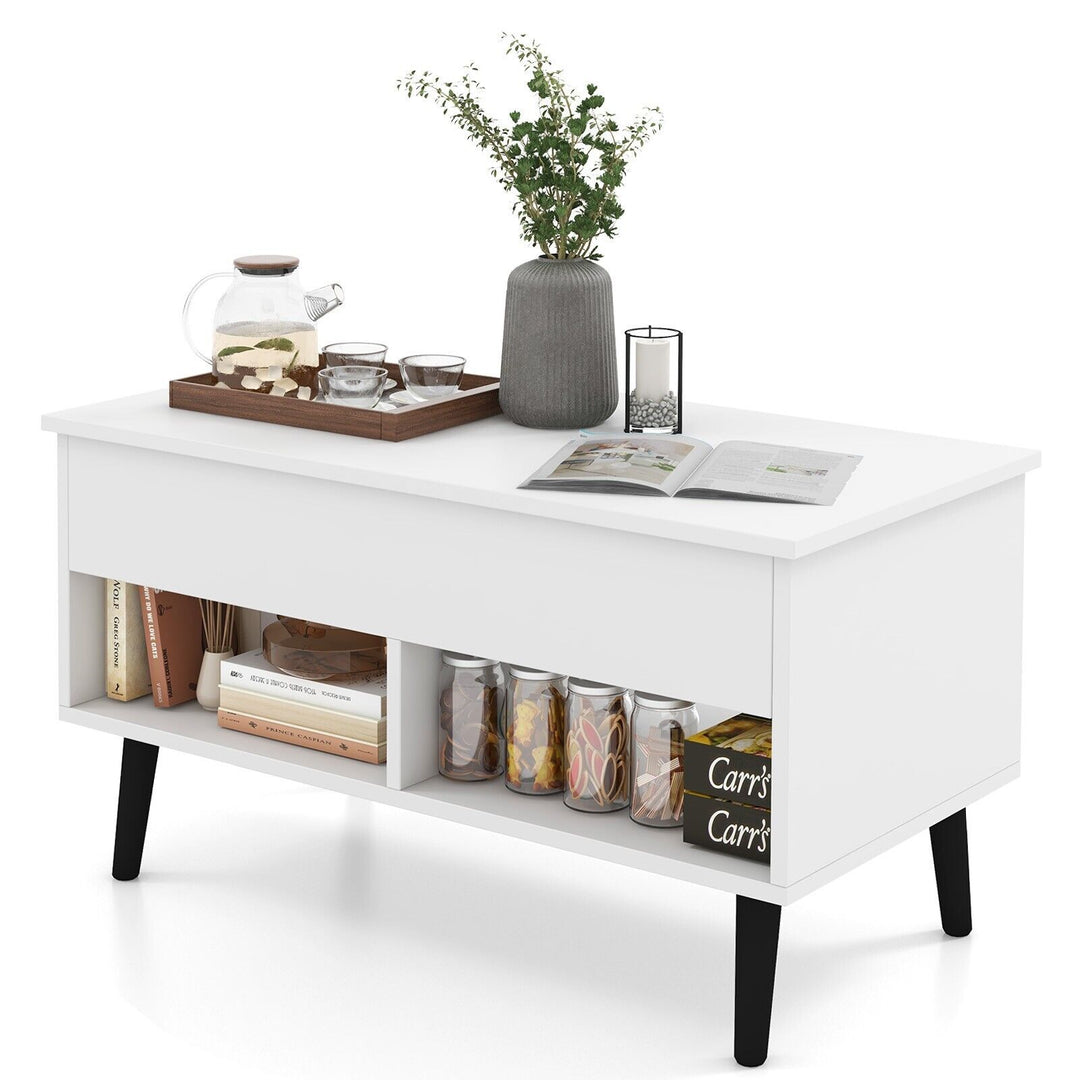 Lift Up Top Coffee Table with Hidden Storage Compartment and Open Shelf - TidySpaces