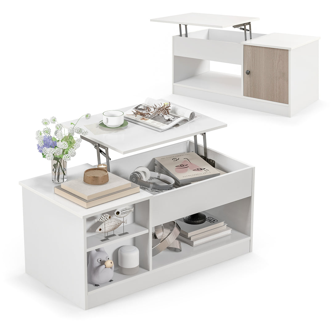 Modern Cocktail Table with Lift Tabletop and Hideaway Compartments - TidySpaces