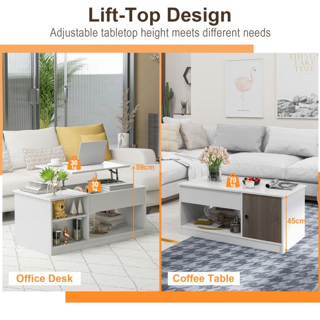 Modern Coffee Table with Lift Table top and Hideaway Compartments - TidySpaces