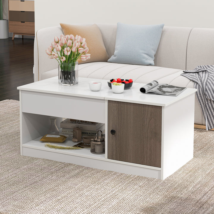 Modern Cocktail Table with Lift Tabletop and Hideaway Compartments - TidySpaces