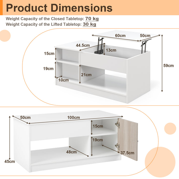 Modern Cocktail Table with Lift Tabletop and Hideaway Compartments - TidySpaces