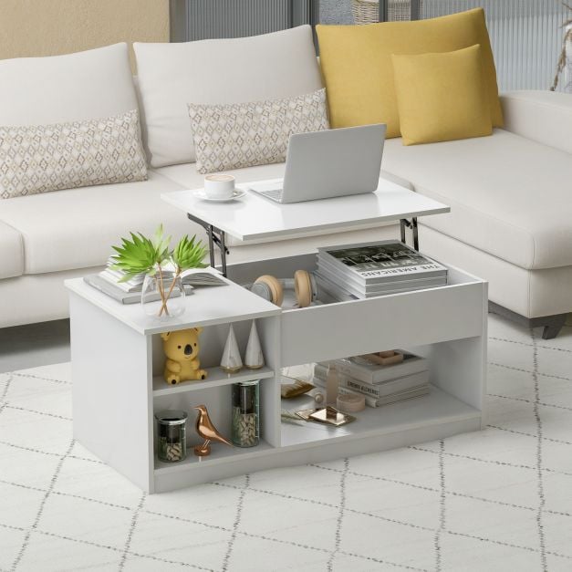 Modern Coffee Table with Lift Table top and Hideaway Compartments - TidySpaces