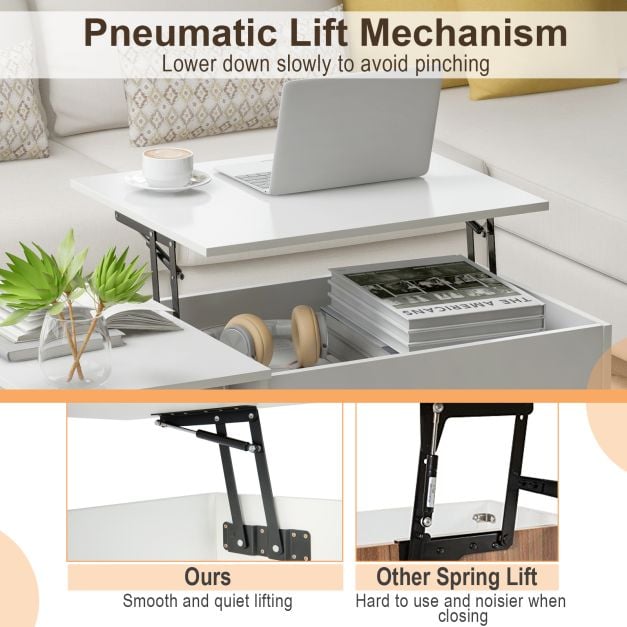 Modern Coffee Table with Lift Table top and Hideaway Compartments - TidySpaces