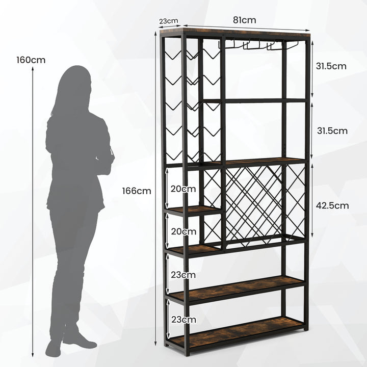 27 Bottles Tall Wine Rack with Glass Holders and Anti-tipping Device