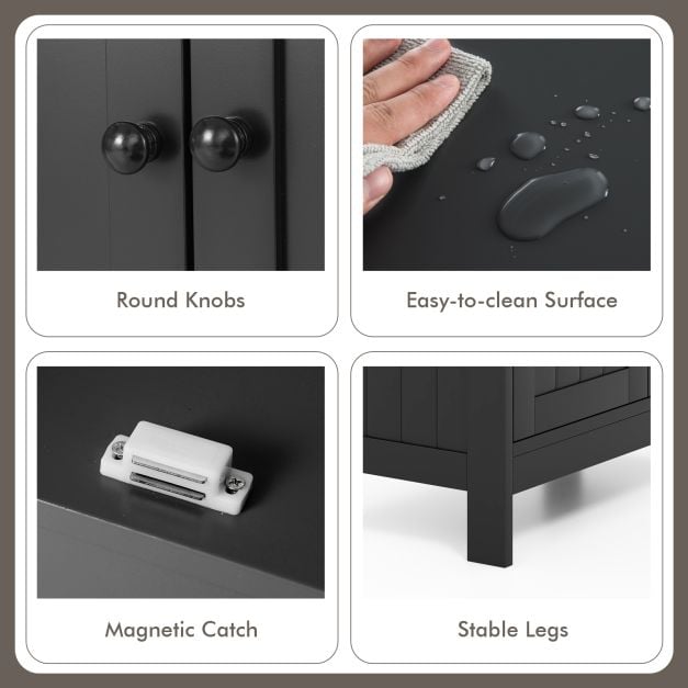 Double Door Bathroom Floor Cabinet with Shelf