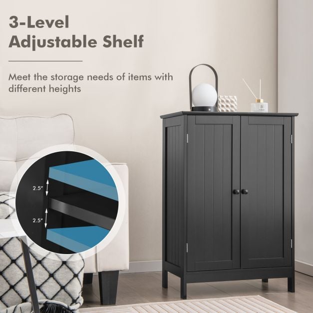 Double Door Bathroom Floor Cabinet with Shelf