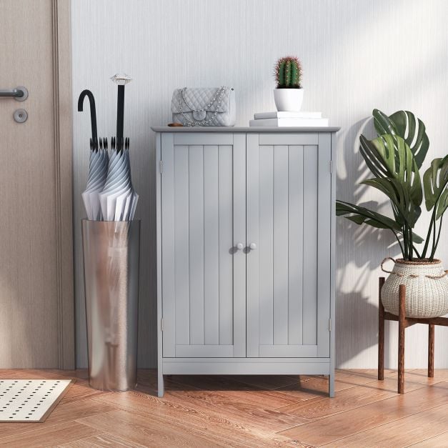Double Door Bathroom Floor Cabinet with Shelf