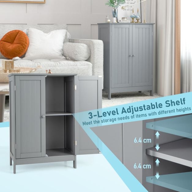 Double Door Bathroom Floor Cabinet with Shelf