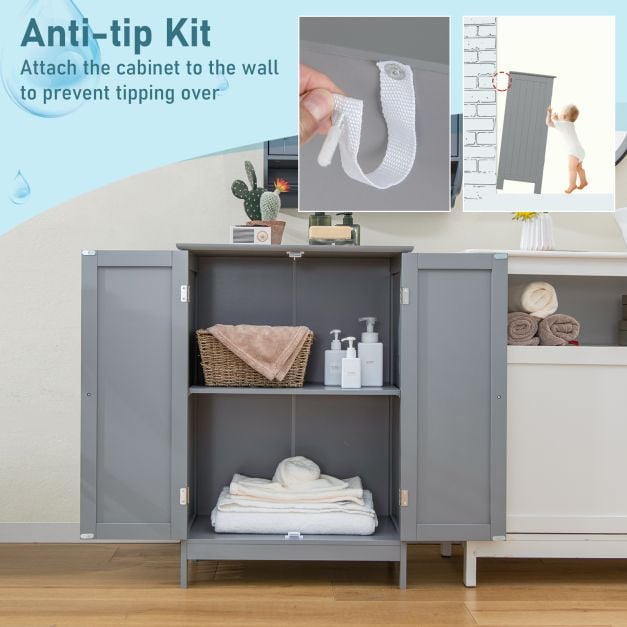 Double Door Bathroom Floor Cabinet with Shelf