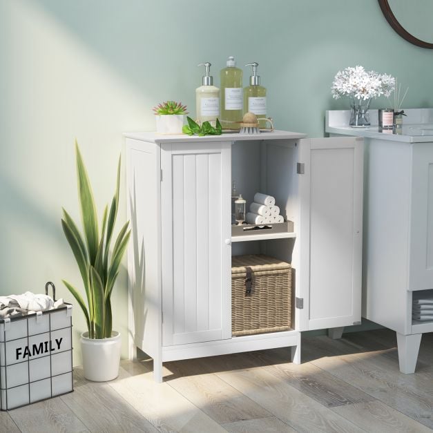 Double Door Bathroom Floor Cabinet with Shelf