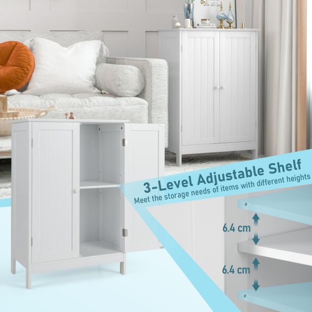 Double Door Bathroom Floor Cabinet with Shelf