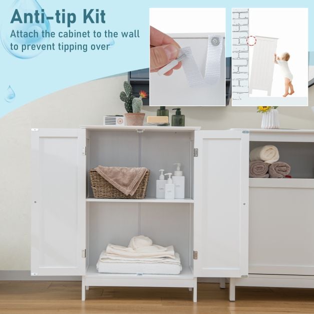 Double Door Bathroom Floor Cabinet with Shelf
