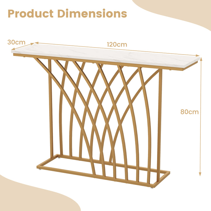 120cm Console Table with Faux Marble Tabletop White