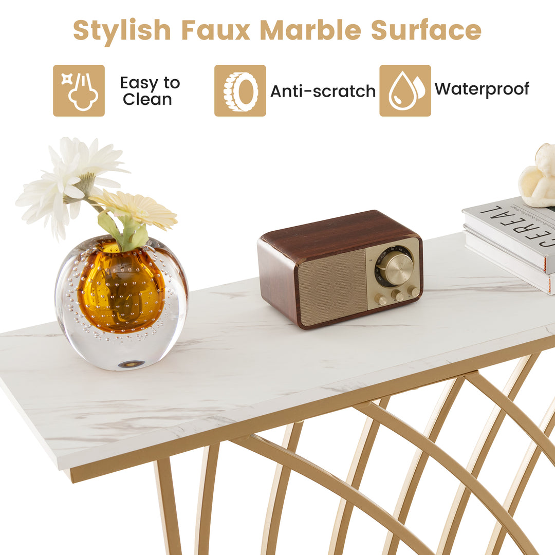 120cm Console Table with Faux Marble Tabletop White