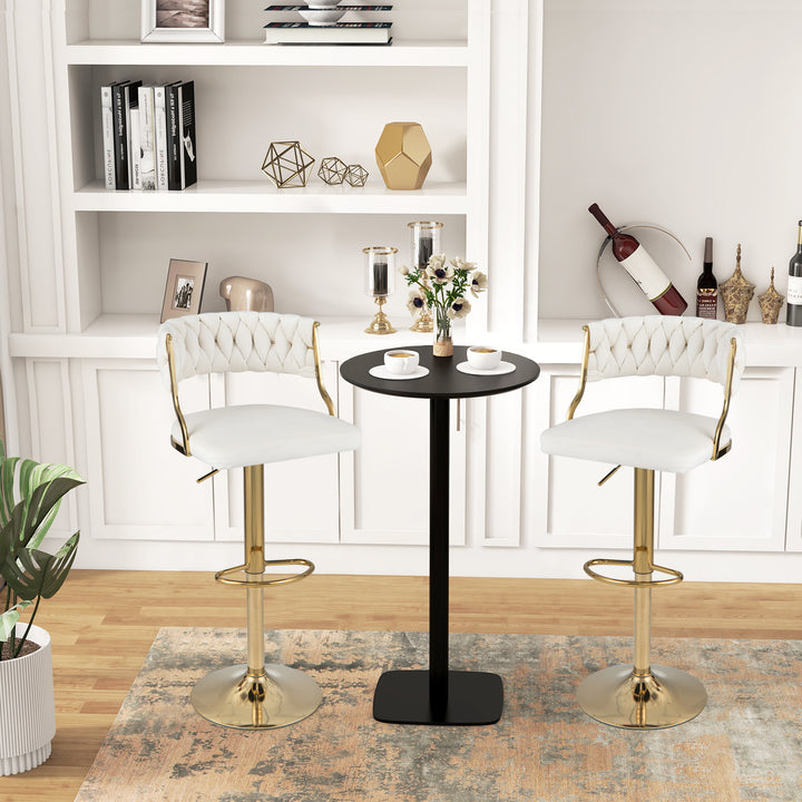 Upholstered Velvet Adjustable Bar Stools with Footrests for Kitchen Island