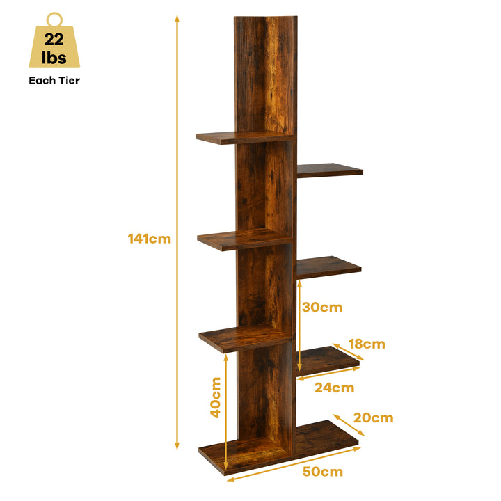7 Tier Wooden Bookshelf with 8 Open Well Arranged Shelves