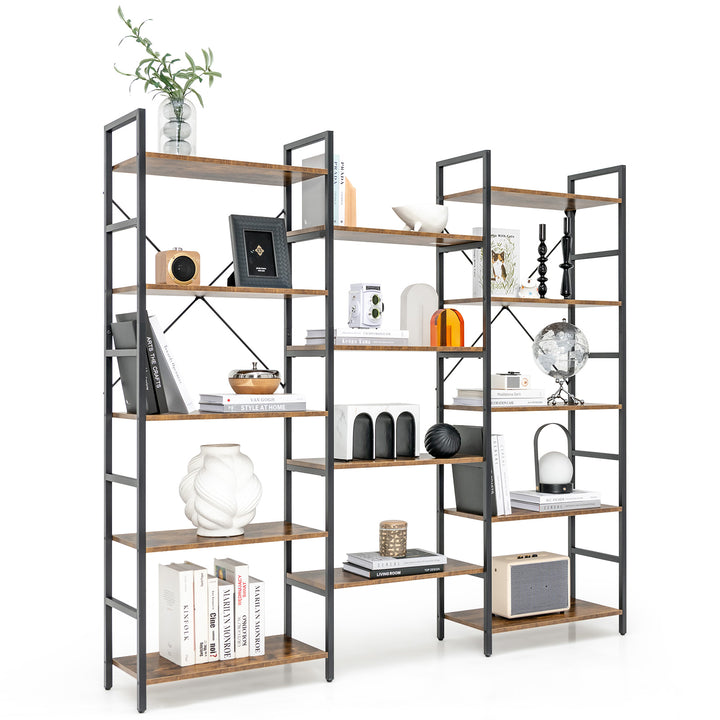 5 Tier Industrial Bookshelf with 14 Open Shelves for Home Office