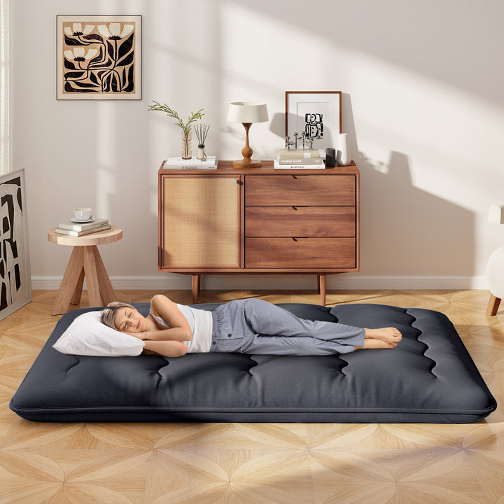 Japanese Floor Mattress with Washable Cover and Carry Bag - TidySpaces