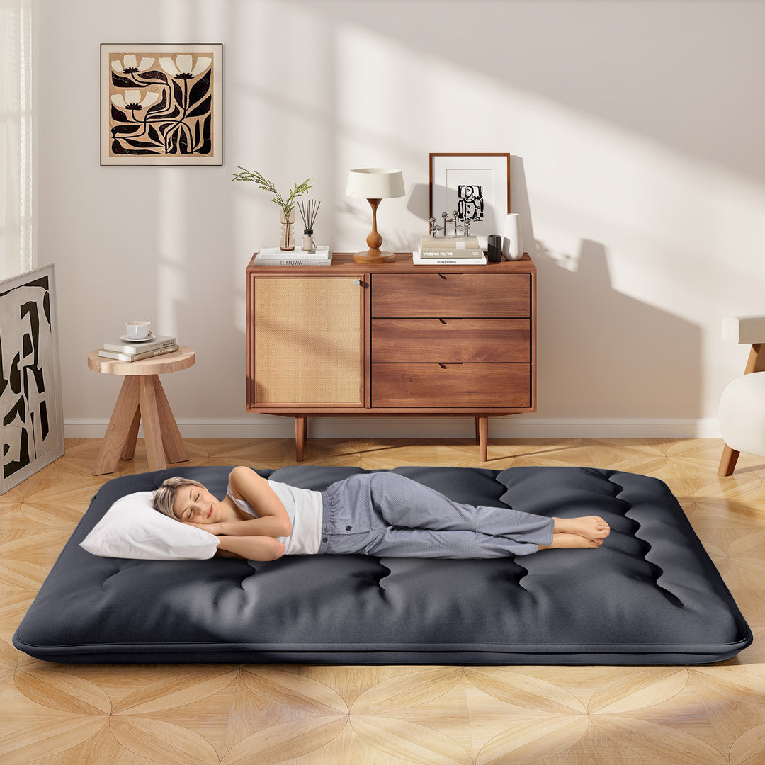 Japanese Floor Mattress with Washable Cover and Carry Bag - TidySpaces