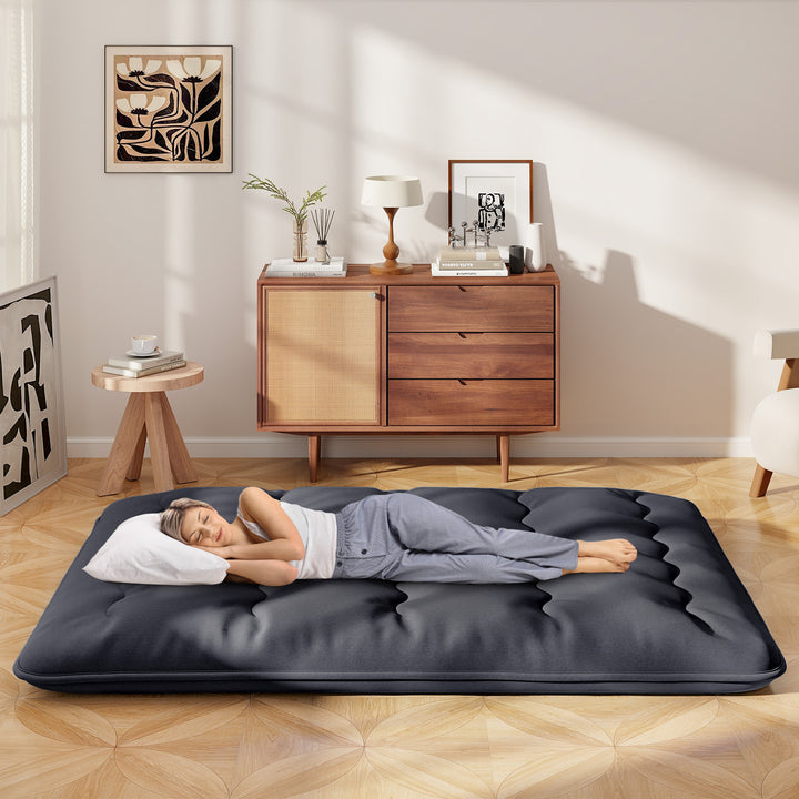Japanese Floor Mattress with Washable Cover and Carry Bag - TidySpaces