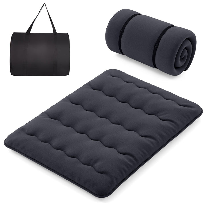 Japanese Floor Mattress with Washable Cover and Carry Bag Black King Size - TidySpaces
