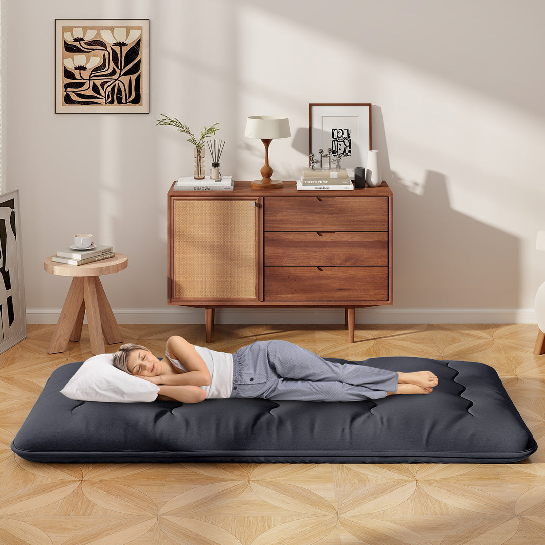 Japanese Floor Mattress with Washable Cover and Carry Bag - TidySpaces