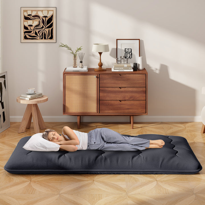 Japanese Floor Mattress with Washable Cover and Carry Bag - TidySpaces