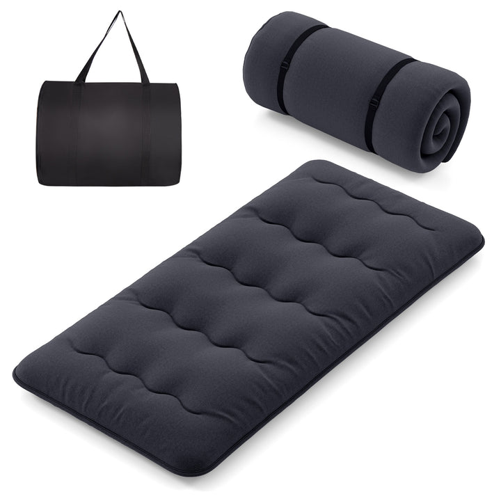 Japanese Floor Mattress with Washable Cover and Carry Bag Black Compact Double - TidySpaces
