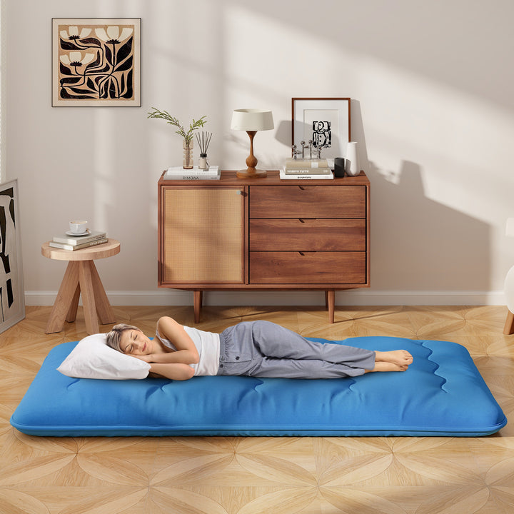 Japanese Floor Mattress with Washable Cover and Carry Bag - TidySpaces