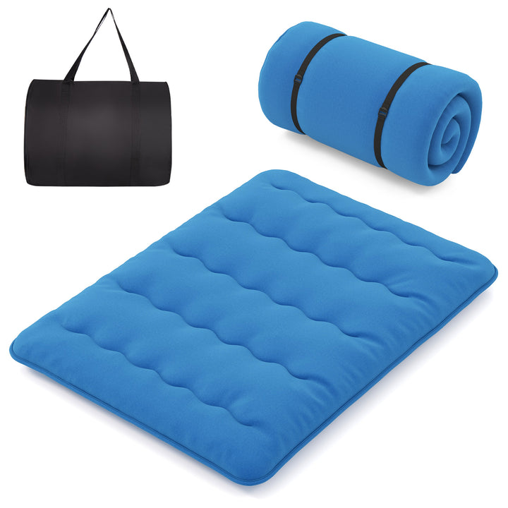 Japanese Floor Mattress with Washable Cover and Carry Bag Blue King Size - TidySpaces