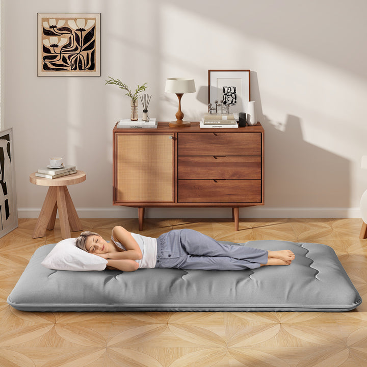 Japanese Floor Mattress with Washable Cover and Carry Bag - TidySpaces