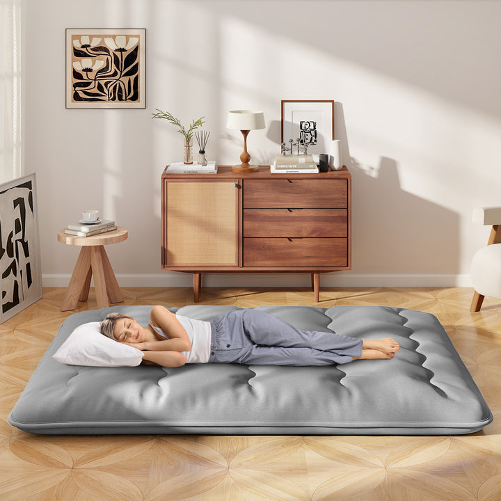 Japanese Floor Mattress with Washable Cover and Carry Bag - TidySpaces
