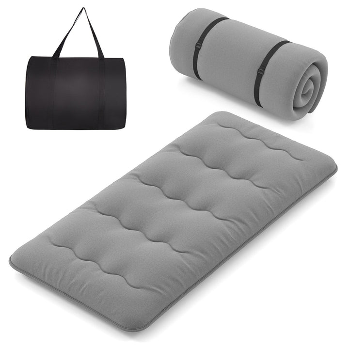 Japanese Floor Mattress with Washable Cover and Carry Bag Grey Compact Double - TidySpaces