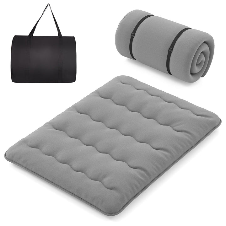 Japanese Floor Mattress with Washable Cover and Carry Bag Grey King Size - TidySpaces