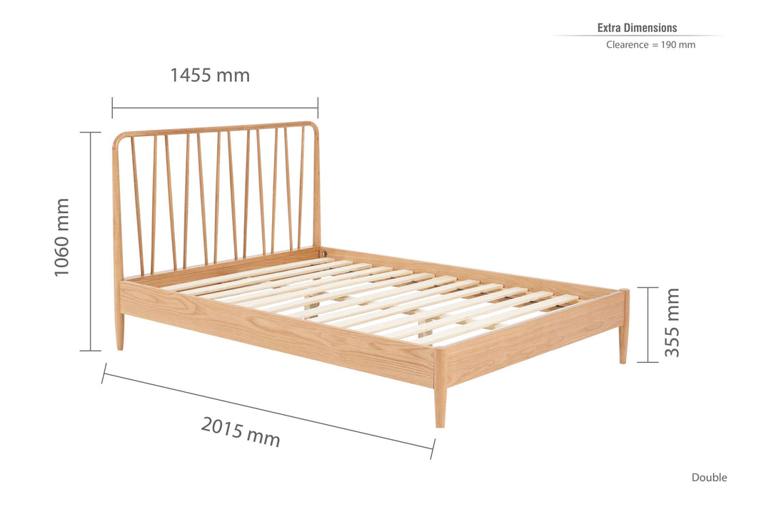 Jesper Oak Bed with Distinctive Spindled Headboard for Stylish Bedrooms
