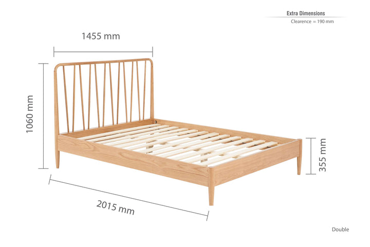 Jesper Oak Bed with Distinctive Spindled Headboard for Stylish Bedrooms