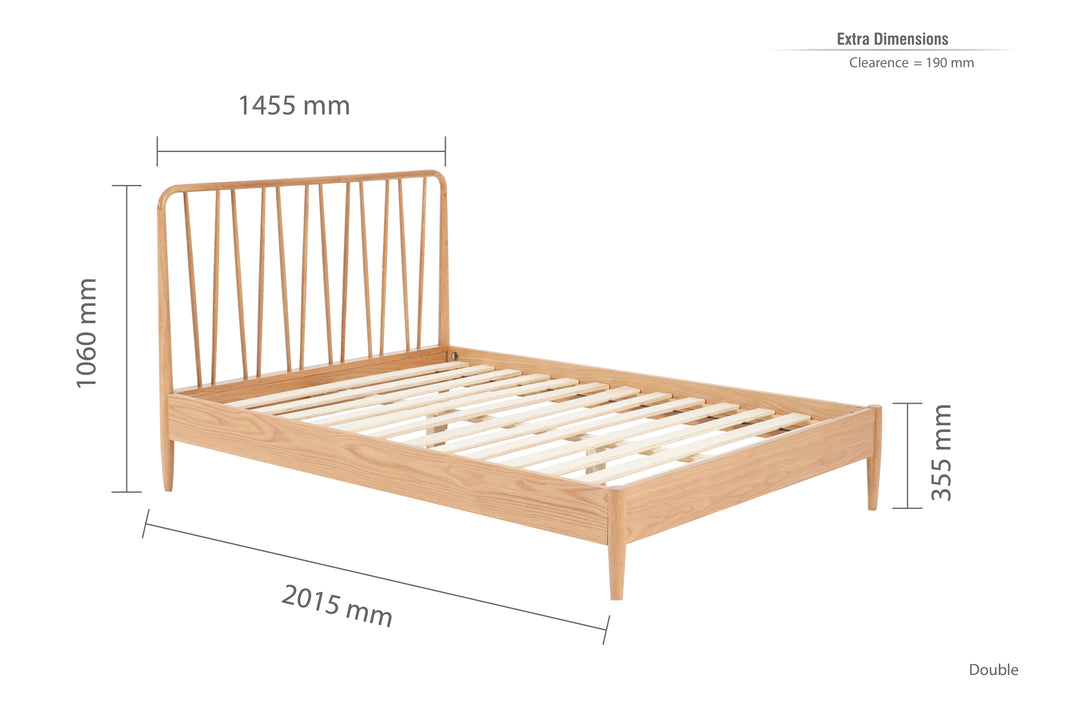 Jesper Oak Bed with Distinctive Spindled Headboard for Stylish Bedrooms