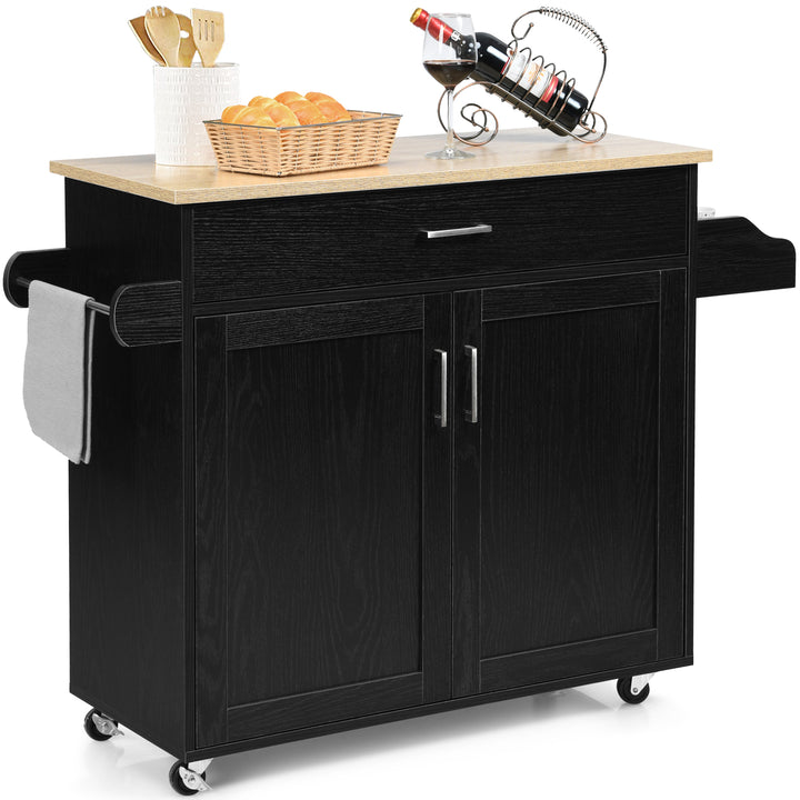 Rolling Kitchen Storage Trolley with Adjustable Shelf and Drawer