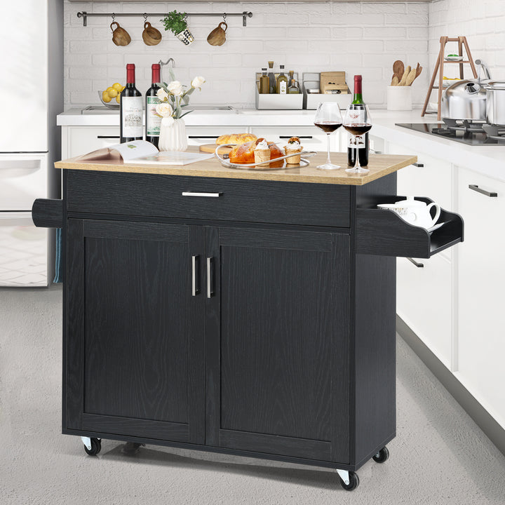 Rolling Kitchen Storage Trolley with Adjustable Shelf and Drawer