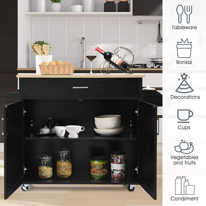 Rolling Kitchen Storage Trolley with Adjustable Shelf and Drawer