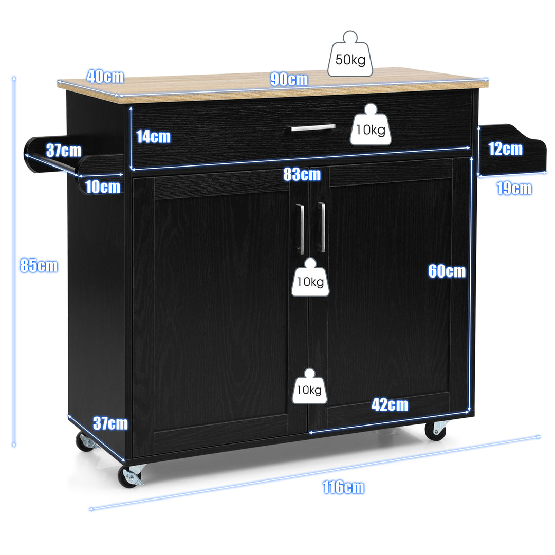 Rolling Kitchen Storage Trolley with Adjustable Shelf and Drawer