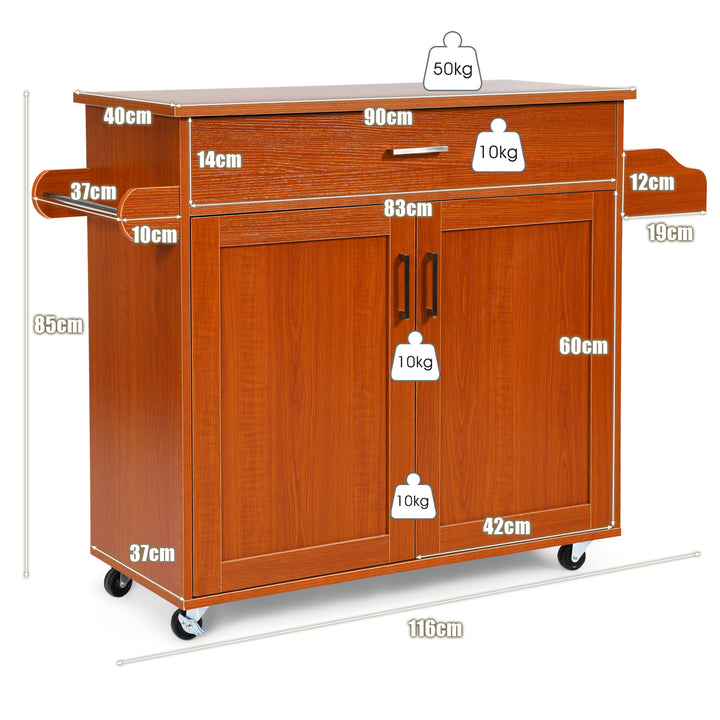 Rolling Kitchen Storage Trolley with Adjustable Shelf and Drawer