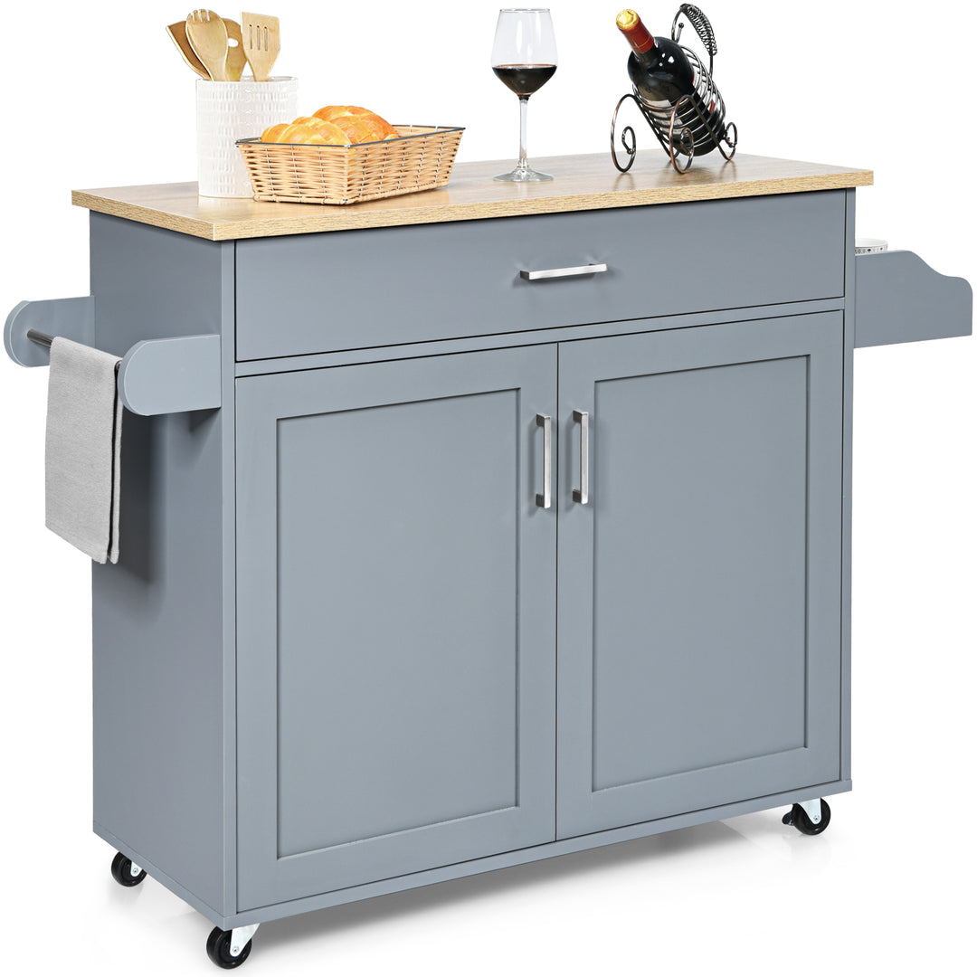 Rolling Kitchen Storage Trolley with Adjustable Shelf and Drawer